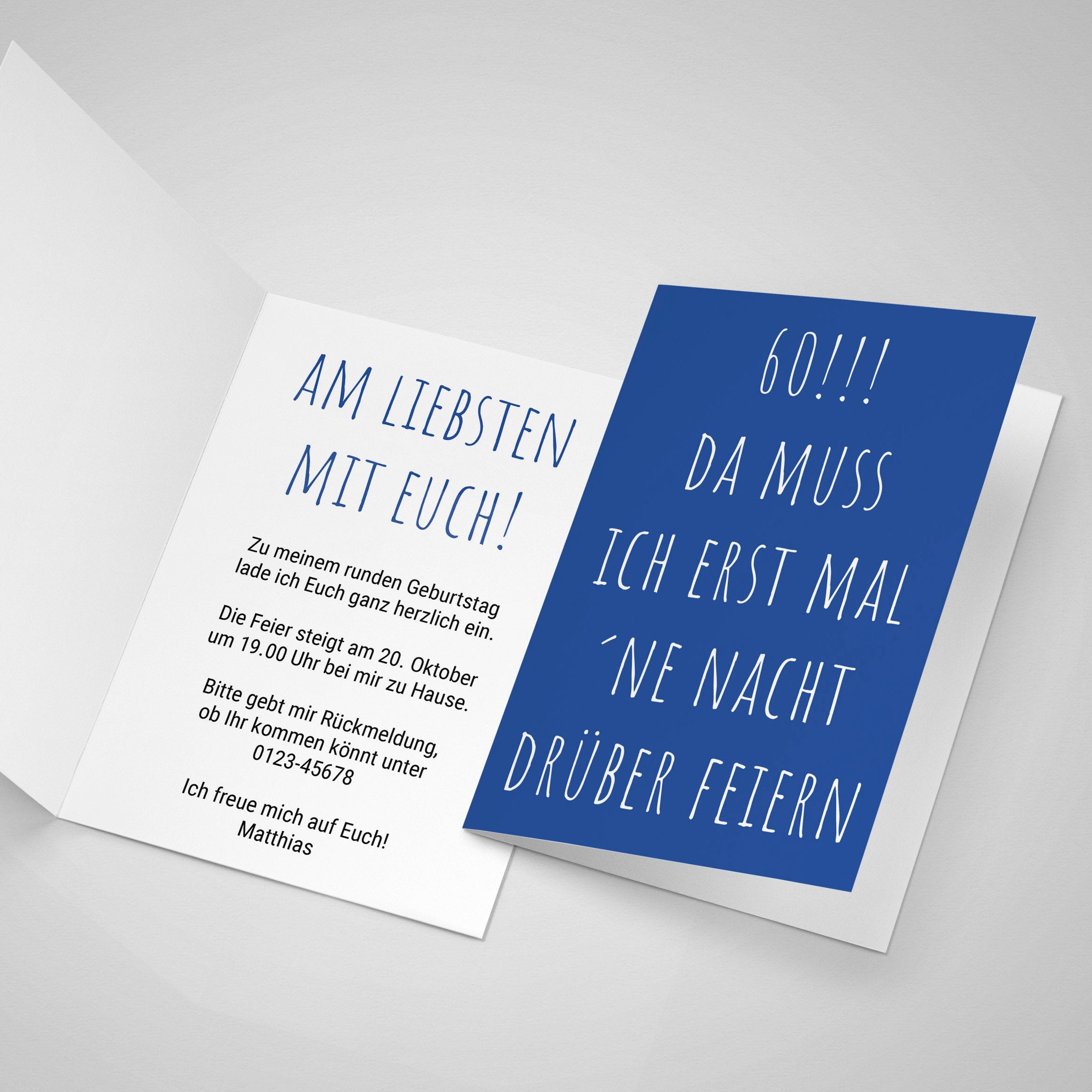 Einladung zum 60. Geburtstag: Da muss ich erst mal ´ne Nacht drüber feiern - Klappkarte